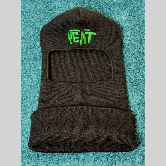 Yeat Black Knit Balaclava with Neon Green Embroidery Ski Mask - Picture 1 of 3